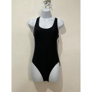 Nicole Miller Studio Black Racerback One Piece Swimsuit NMOP-124 Small NWT